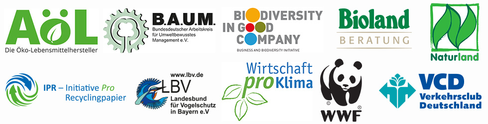 Logos and text related to environmental organizations and initiatives.