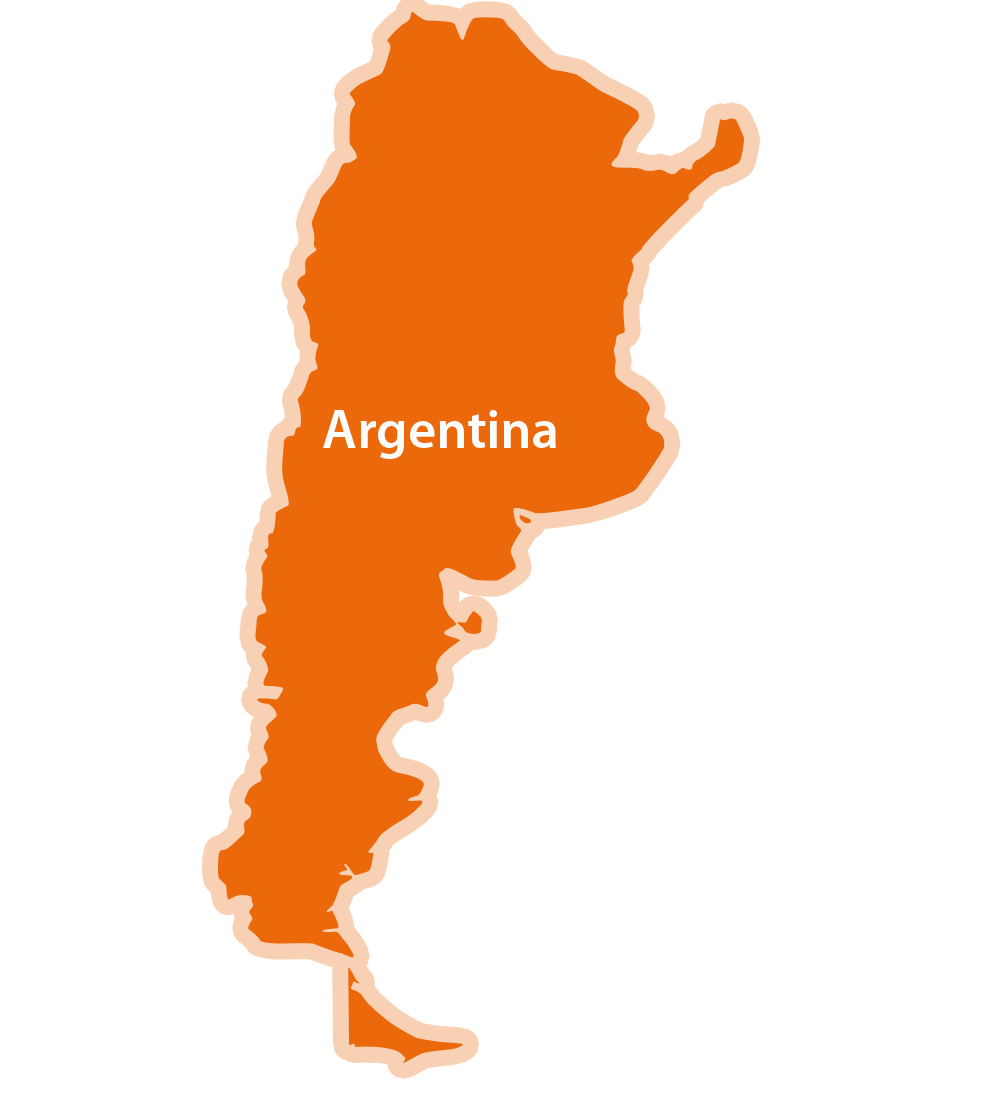 Jednostavna, neukrašena karta Argentine s imenom zemlje napisanim u sredini.