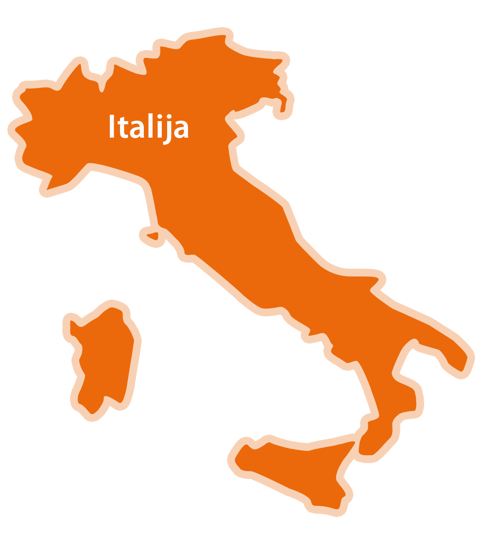Karta Italije s natpisom "Italiija".
