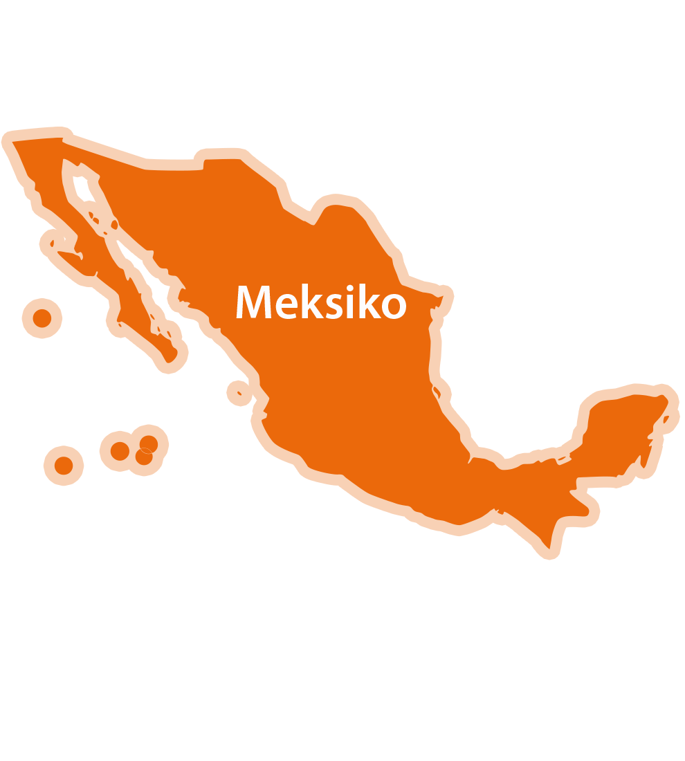 Jednostavna karta Meksika s natpisom "Meksiko" u sredini.