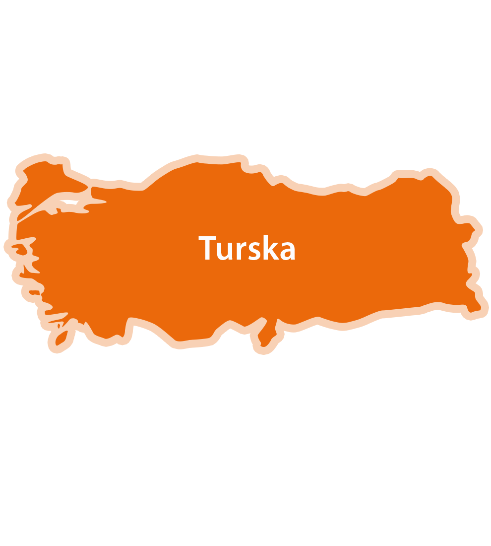 Pojednostavljena karta regije s oznakom "Turska" u sredini.