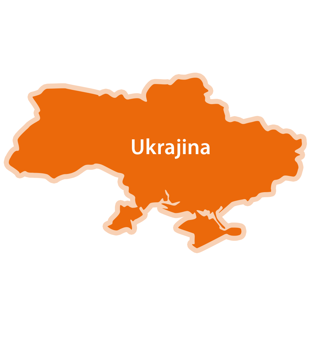 Karta države na kojoj piše "Ukrajina".